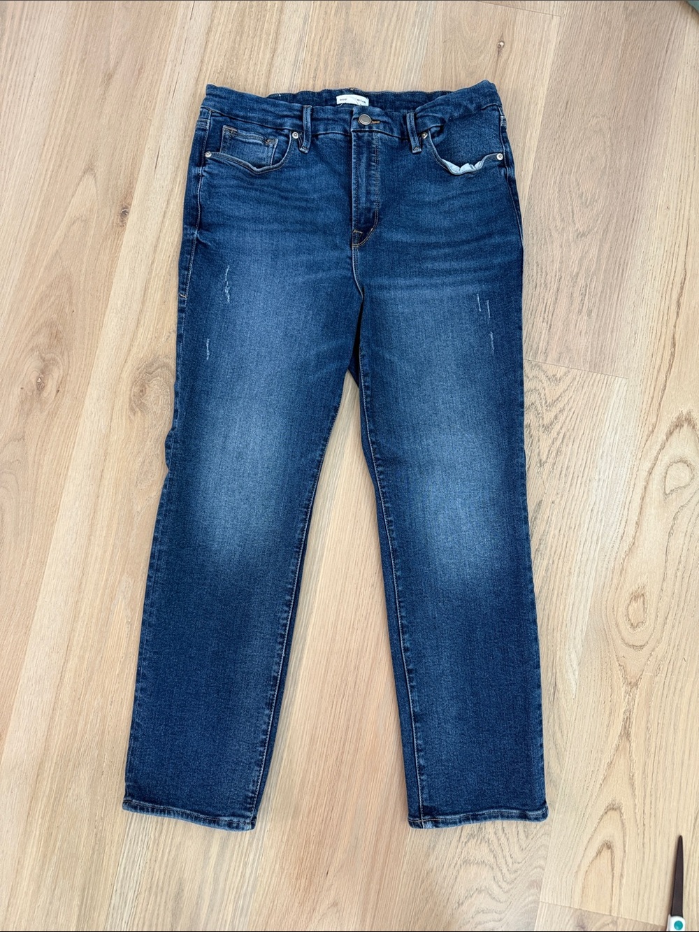 Good American Good Straight Compression Jeans Indigo271 High Rise Size 14